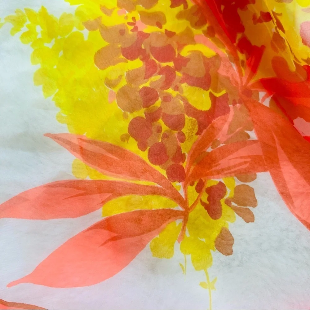 15”x40” silk chiffon scarf.